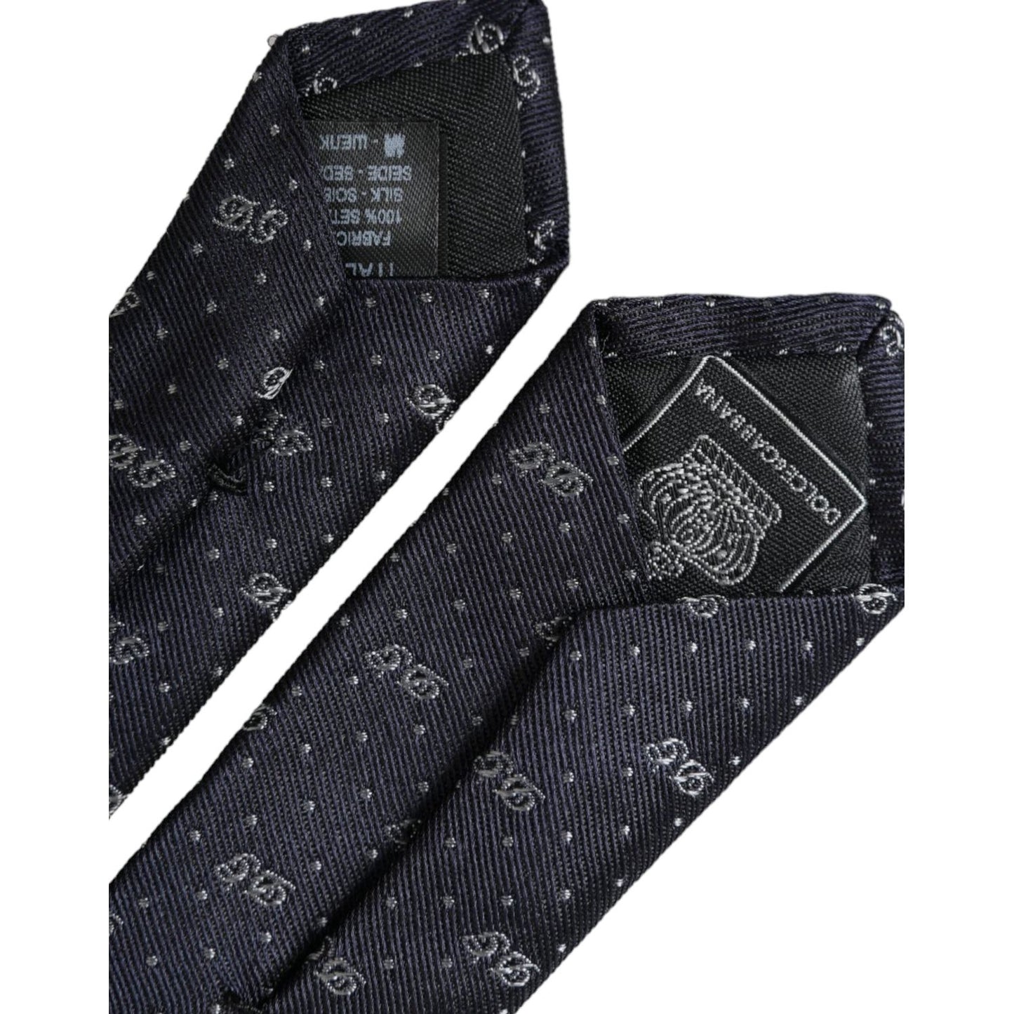 Dolce & Gabbana Blue DG Logo 100% Silk Adjustable Tie Dolce & Gabbana