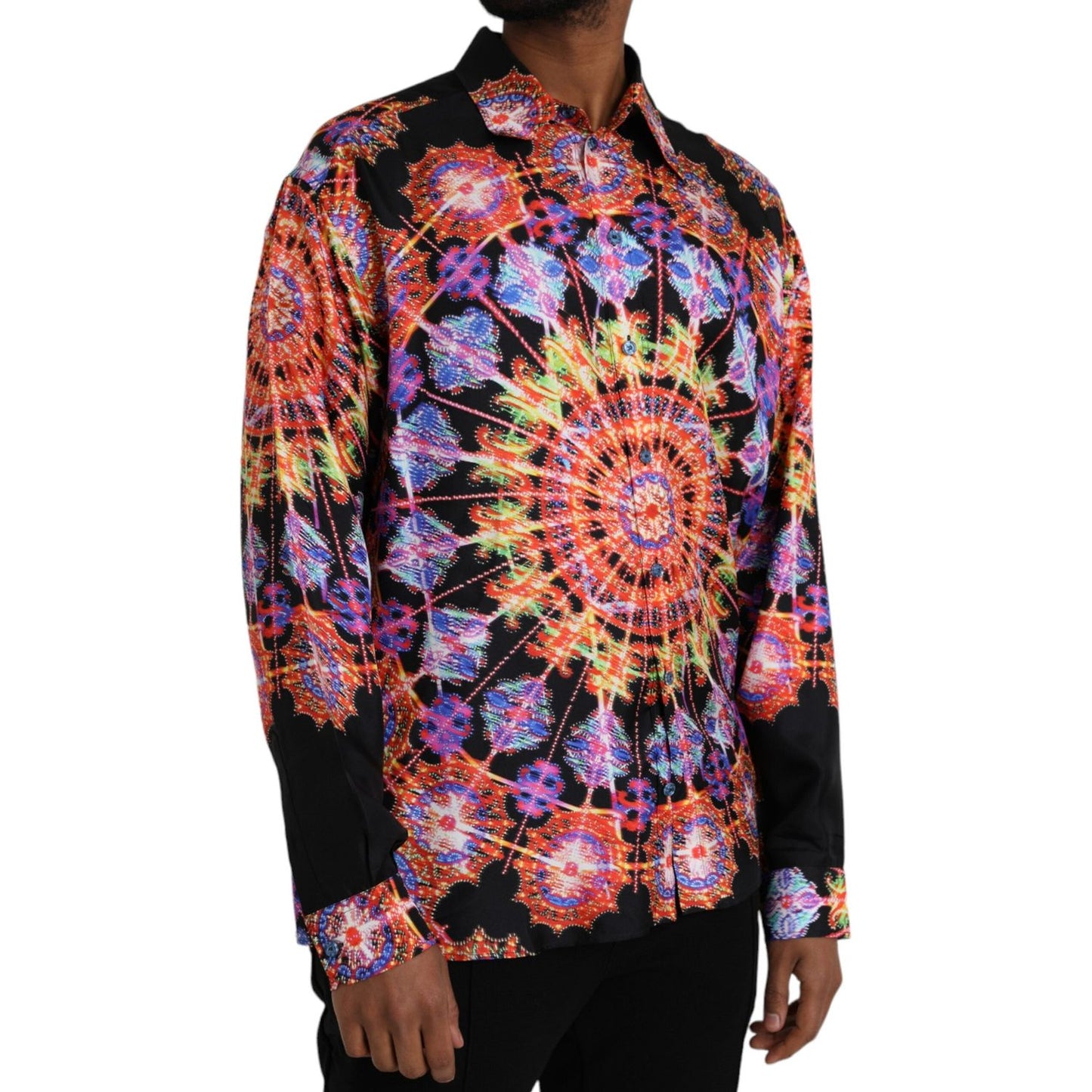 Dolce & Gabbana Multicolor Luminarie Silk Men Casual Shirt