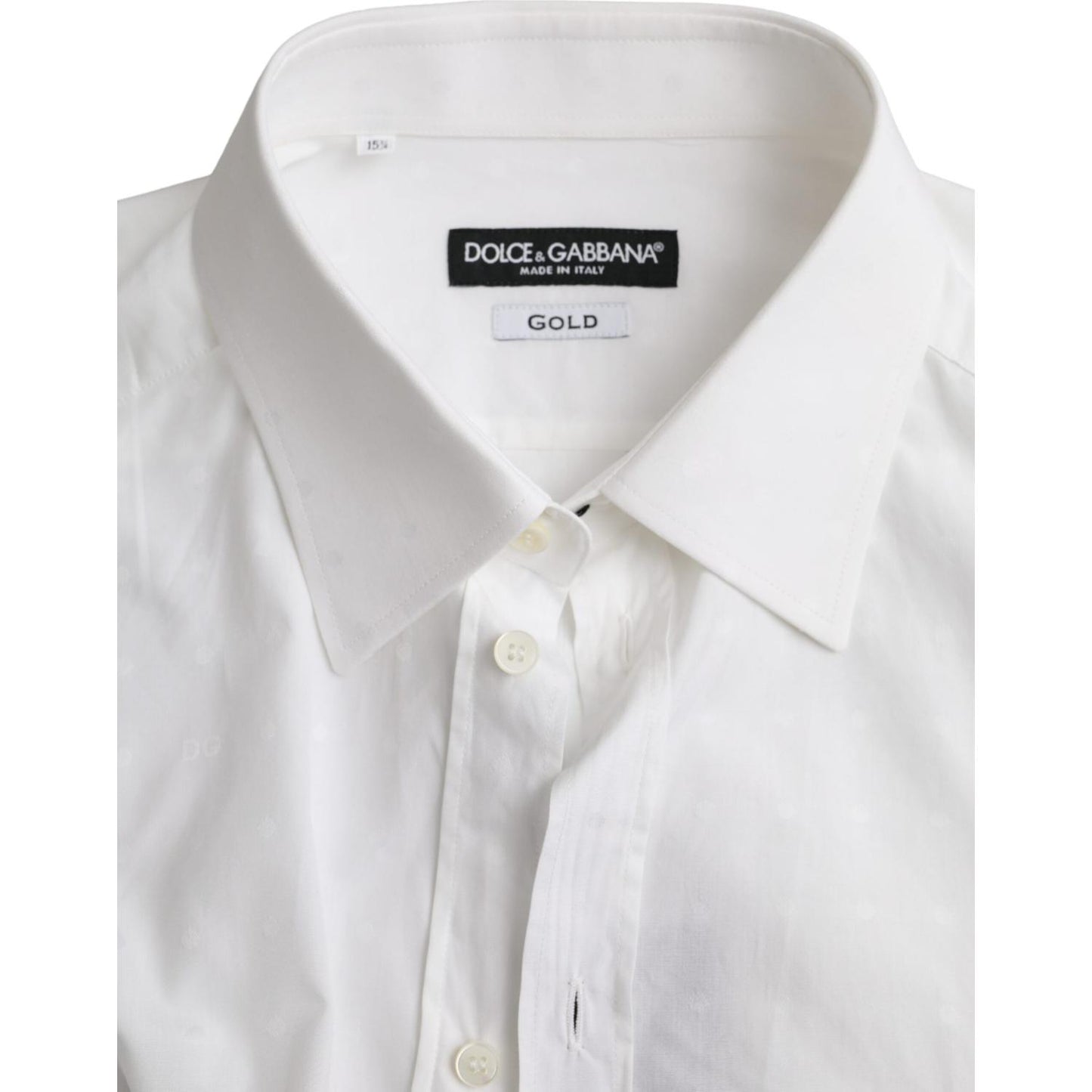 Dolce & Gabbana White Logo Cotton Men Dress GOLD Shirt Dolce & Gabbana