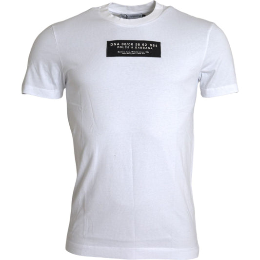 Dolce & Gabbana White Cotton DG Applique Men Casual T-shirt Dolce & Gabbana