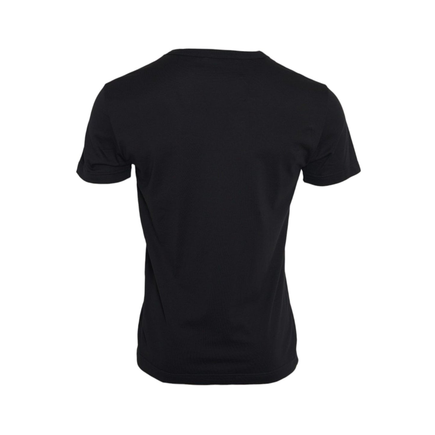 Dolce & Gabbana Black Cotton Silver Chain Short Sleeve T-shirt