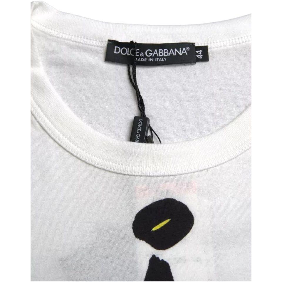 Dolce & Gabbana White Graphic Cotton Short Sleeves Men T-shirt Dolce & Gabbana