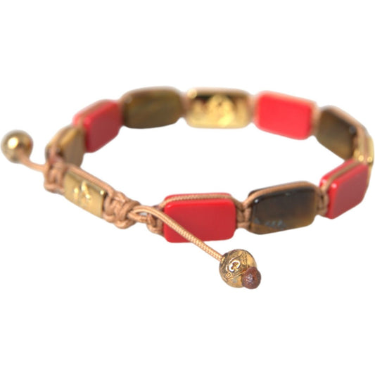 Nialaya CZ Tiger Eye Red Coral 925 Silver Men Bracelet Nialaya