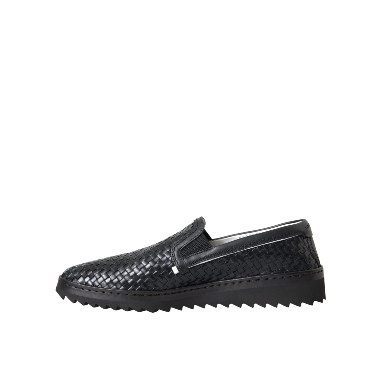Dolce & Gabbana Black Woven Buffalo Leather Men Loafers Shoes