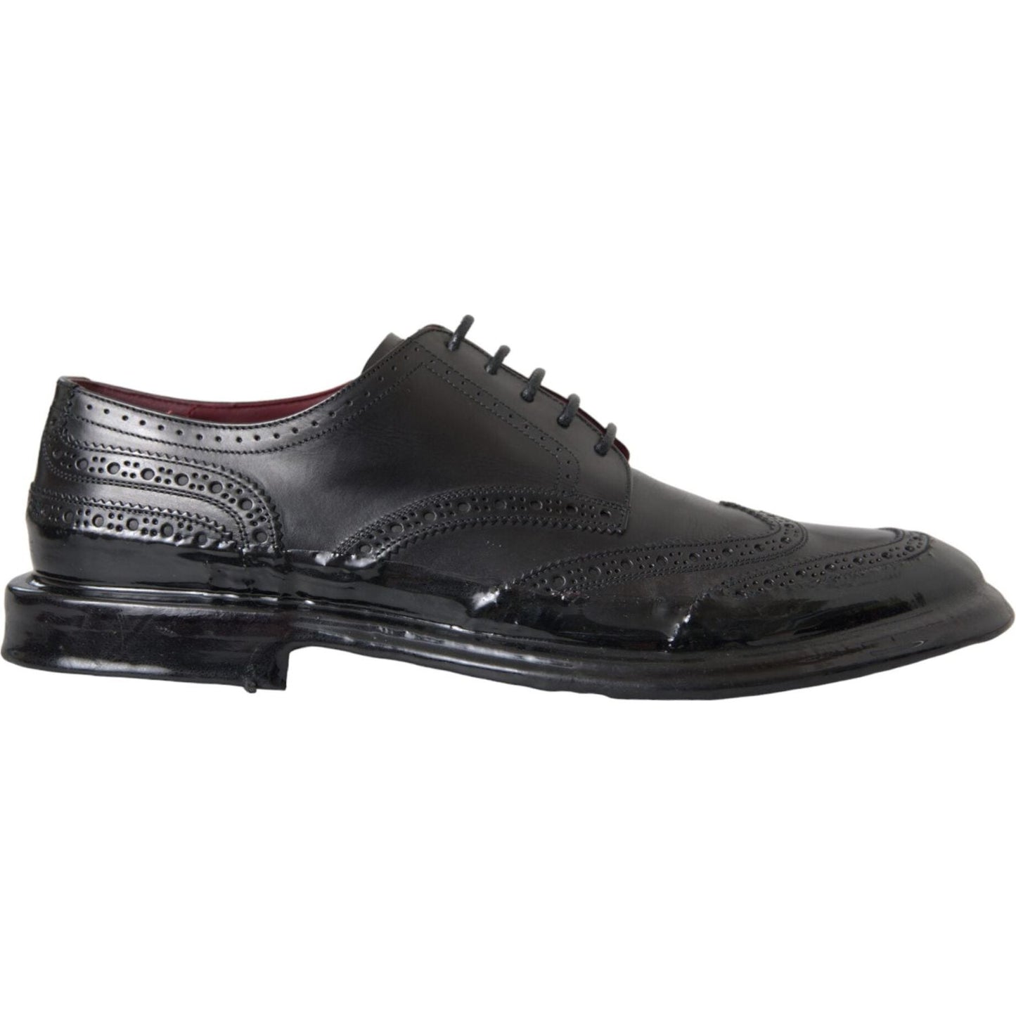 Dolce & Gabbana Black Leather Oxford Wingtip Formal Men Shoes Dolce & Gabbana