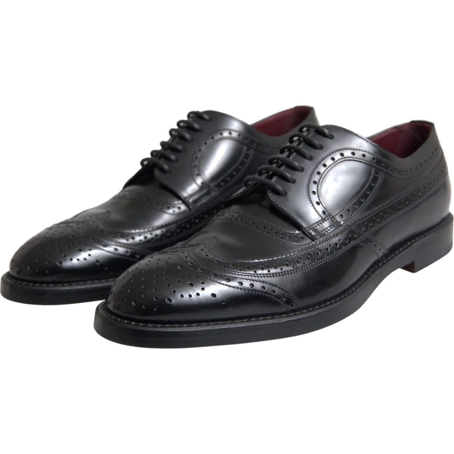 Dolce & Gabbana Black Leather Oxford Wingtip Formal Men Shoes Dolce & Gabbana