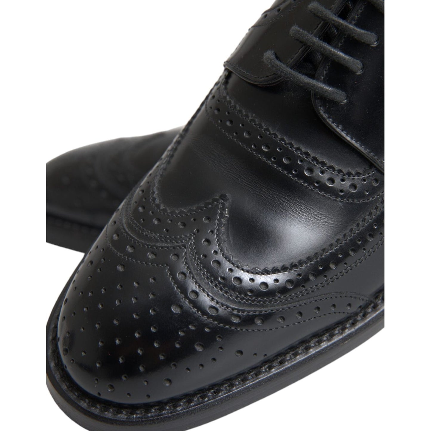 Dolce & Gabbana Black Leather Oxford Wingtip Formal Men Shoes Dolce & Gabbana