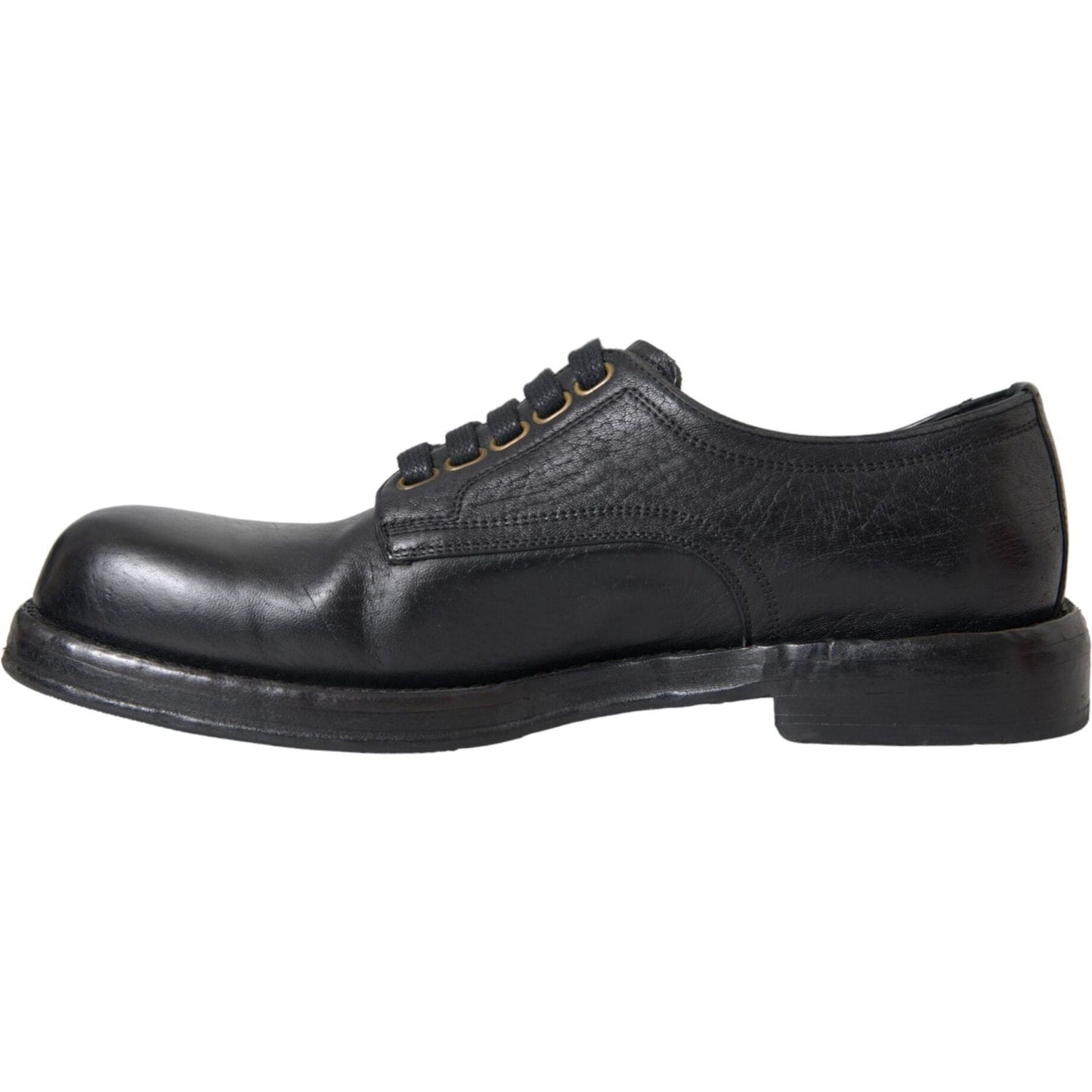 Dolce & Gabbana Black Horse Leather Derby Men Dress Shoes Dolce & Gabbana