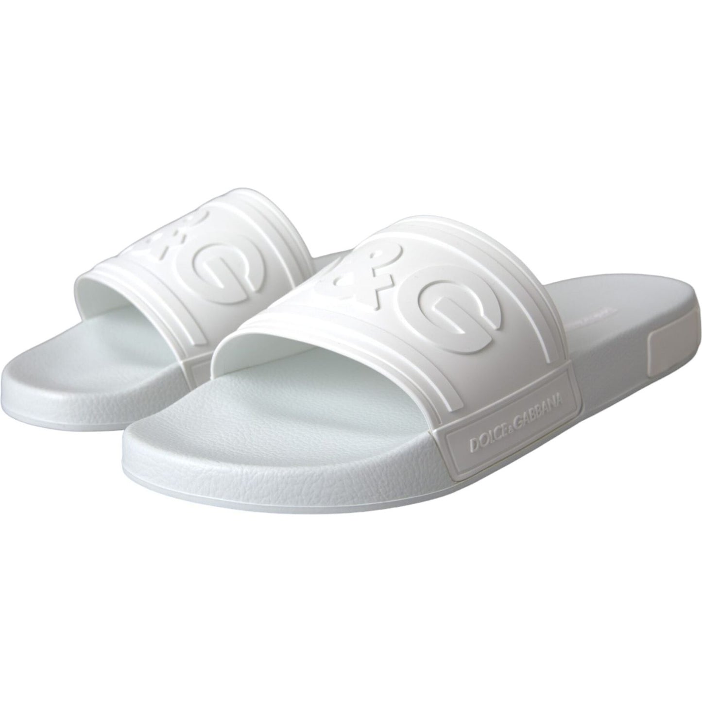 Dolce & Gabbana White Rubber Slides Sandals Beachwear Shoes Dolce & Gabbana