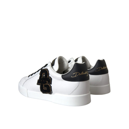 Dolce & Gabbana White Leather DG Logo Casual Low Top Sneakers Shoes