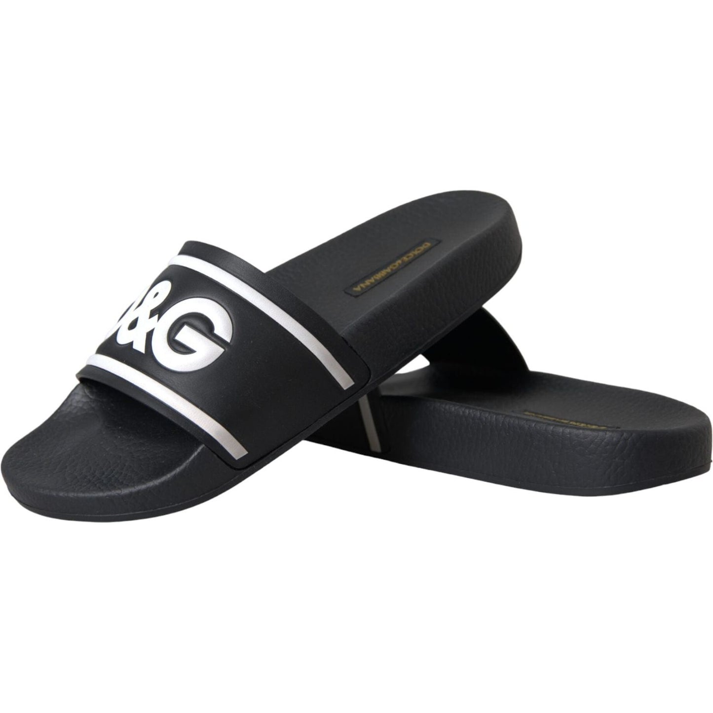 Dolce & Gabbana Black Leather I Love D&G Sandals Slides Shoes Dolce & Gabbana