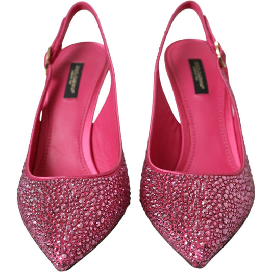 Dolce & Gabbana Pink Strass Crystal Heels Slingbacks Shoes Dolce & Gabbana