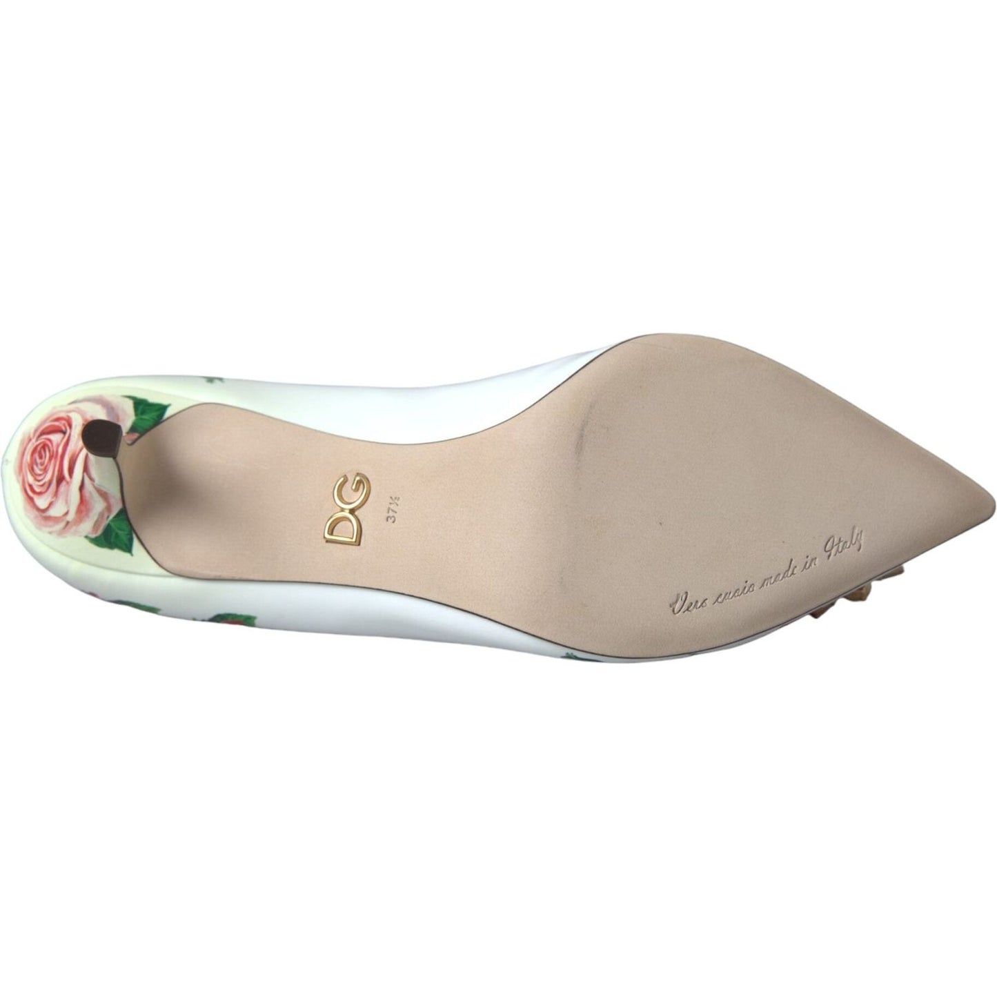 Dolce & Gabbana White Leather Roses Crystal Bellucci Pumps Shoes Dolce & Gabbana