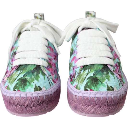 Dolce & Gabbana Multicolor Canvas Floral Espadrilles Sneakers Shoes Dolce & Gabbana