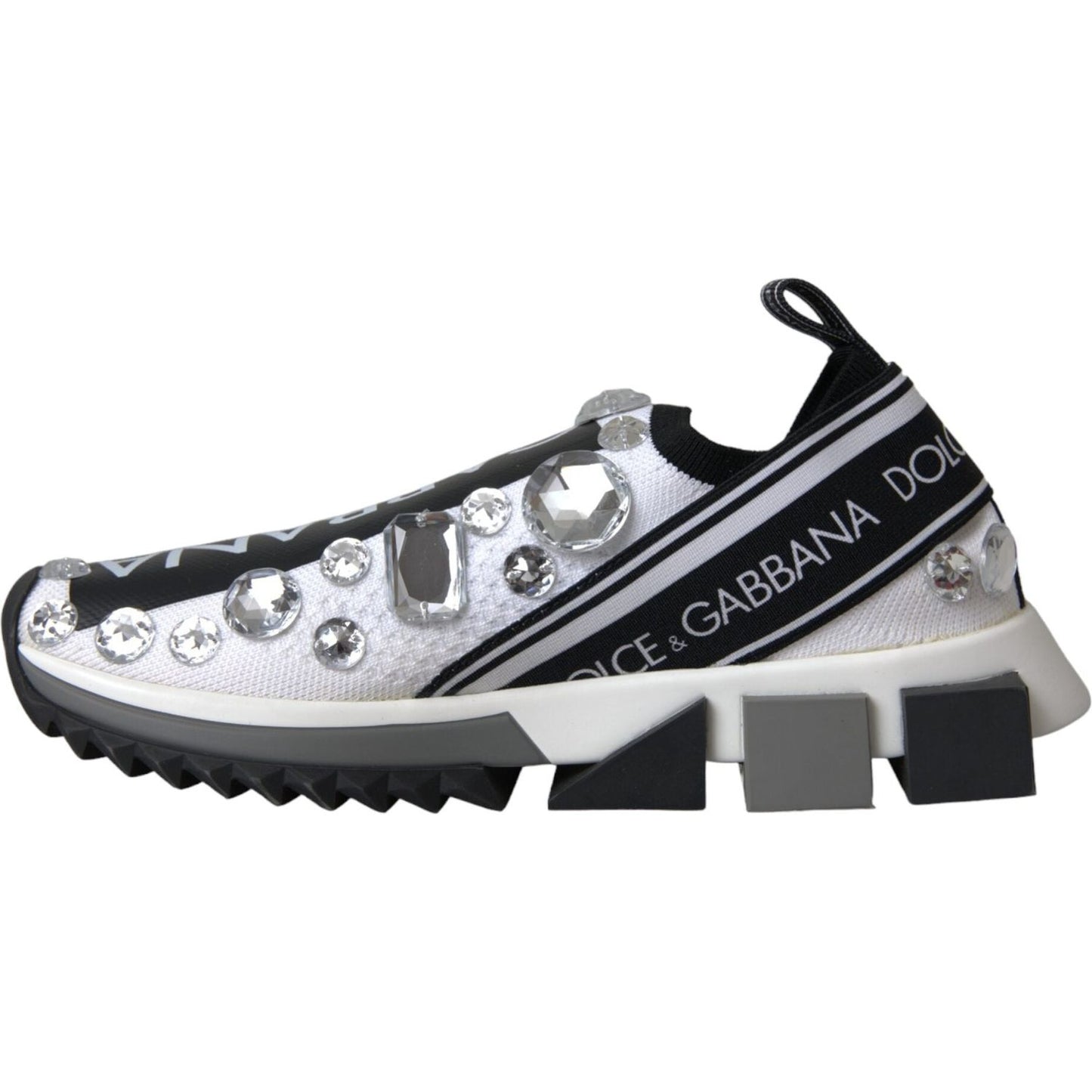 Dolce & Gabbana White Sorrento Crystals Sneakers Shoes Dolce & Gabbana