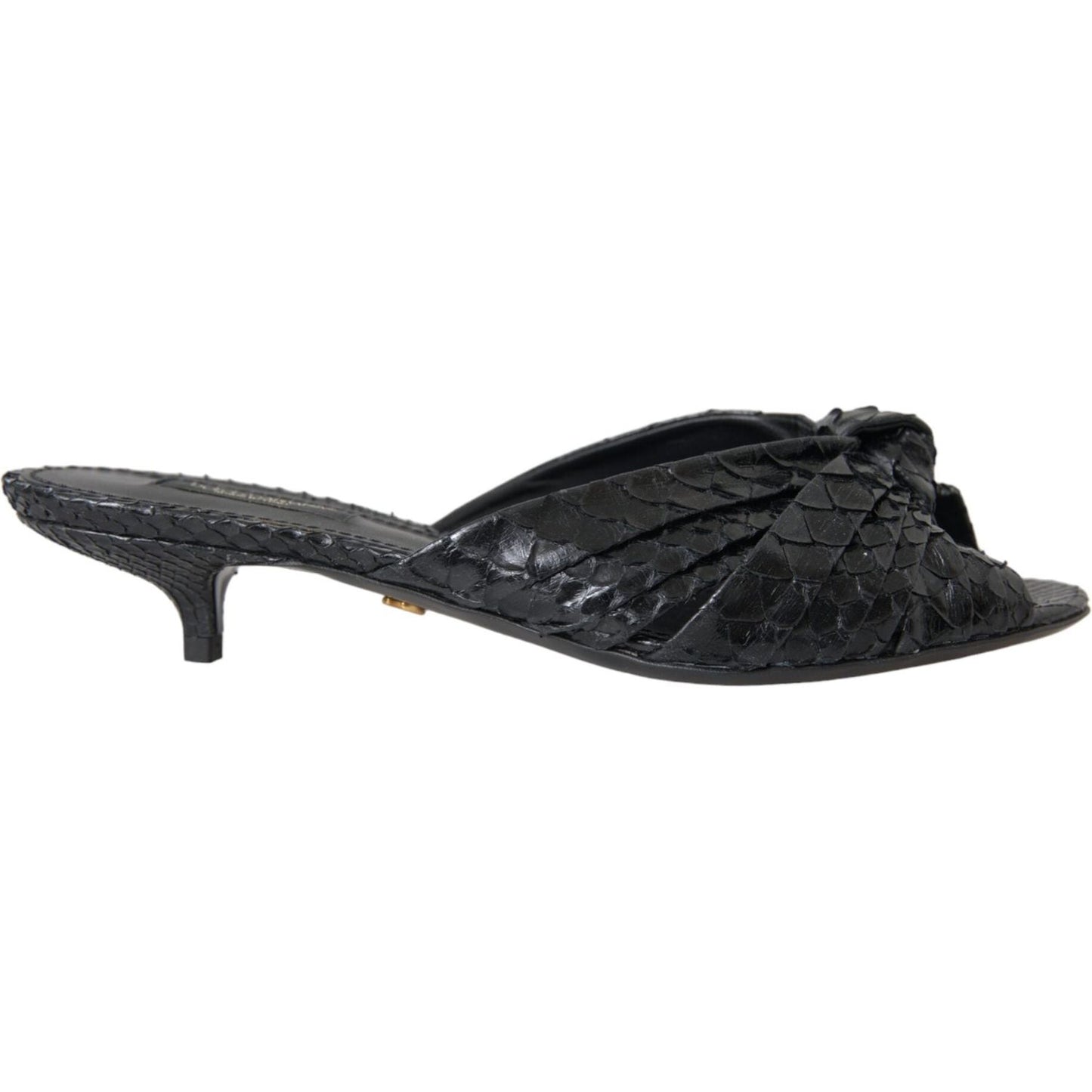 Dolce & Gabbana Black Exotic Leather Heels Slides Shoes Dolce & Gabbana