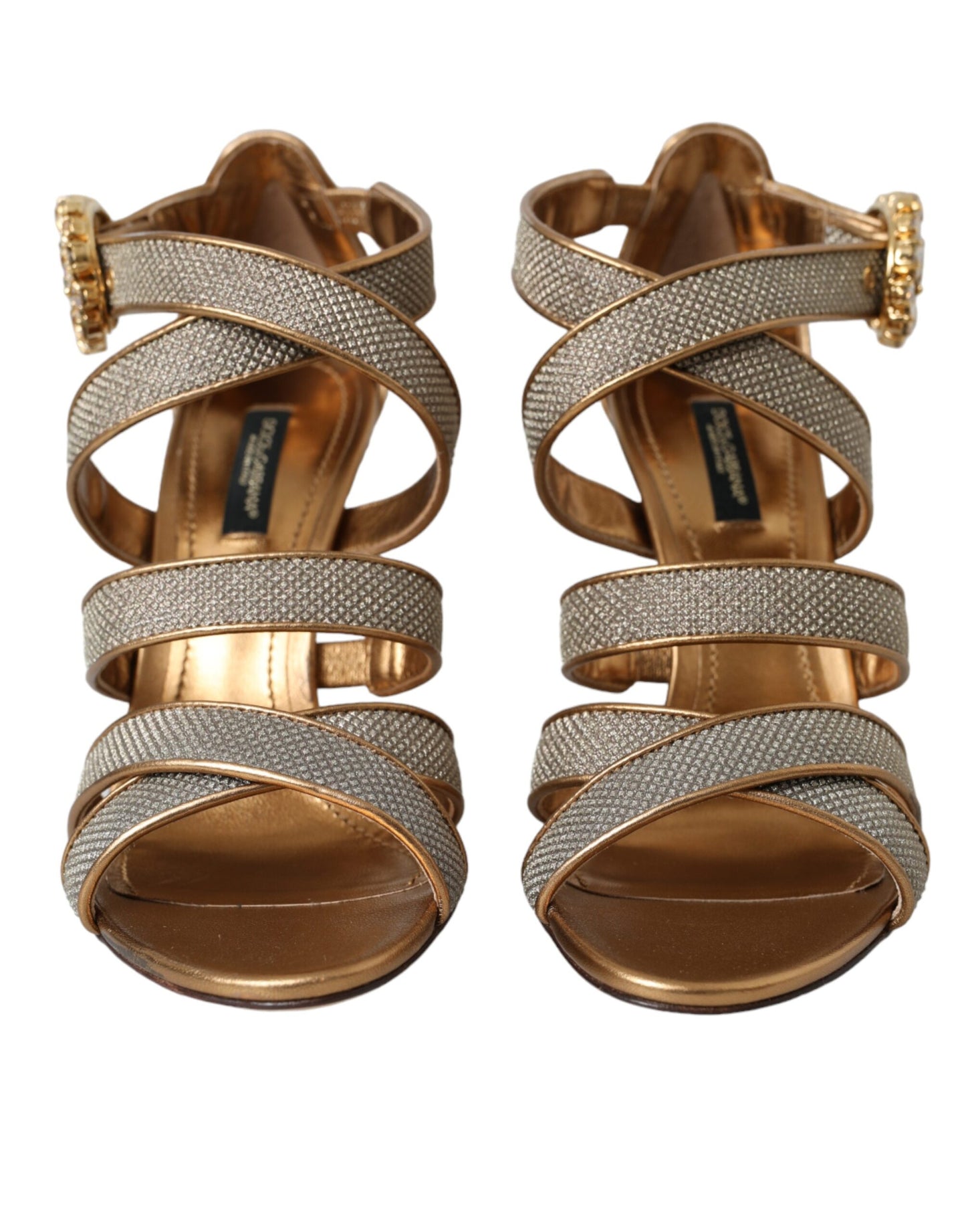 Dolce & Gabbana Bronze Crystal Strap Heels Sandals Shoes Dolce & Gabbana