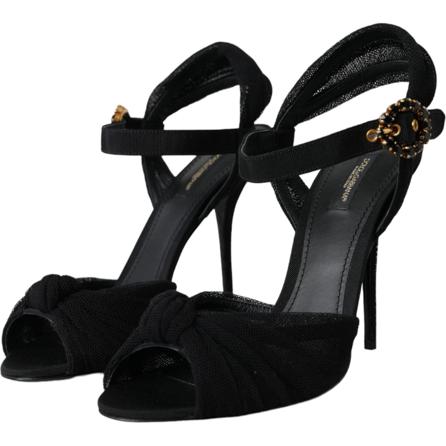 Dolce & Gabbana Black Suede Crystals Keira Sandals Shoes Dolce & Gabbana