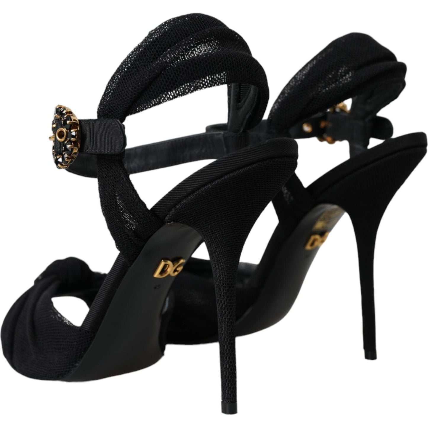 Dolce & Gabbana Black Suede Crystals Keira Sandals Shoes Dolce & Gabbana