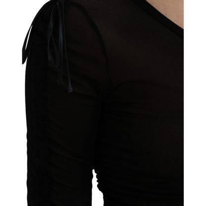 Dolce & Gabbana Black Sheer Bodycon Sheath Midi Dress