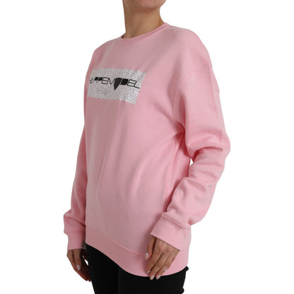 Philippe Model Pink Cotton Logo Print Long Sleeves Pullover Sweater