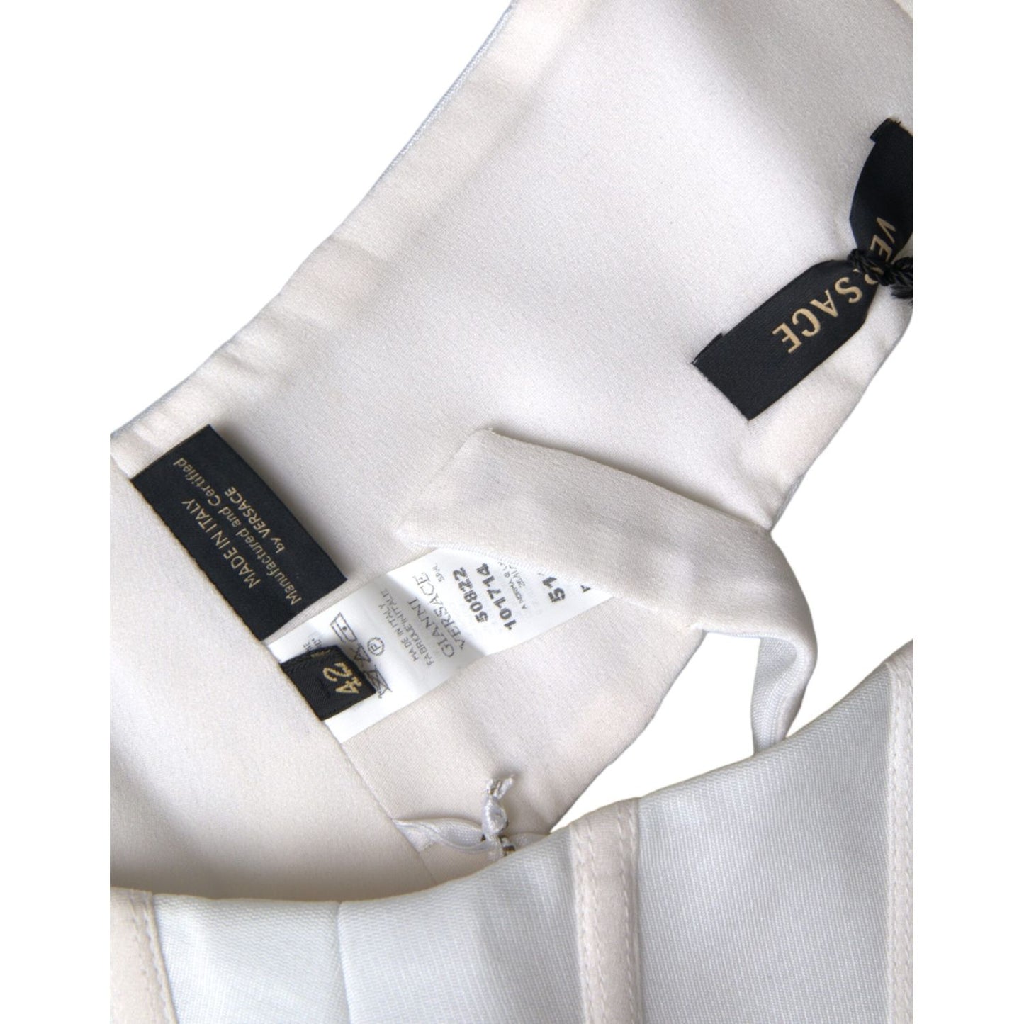 Versace White Viscose Bustier Sleeveless Cropped Top