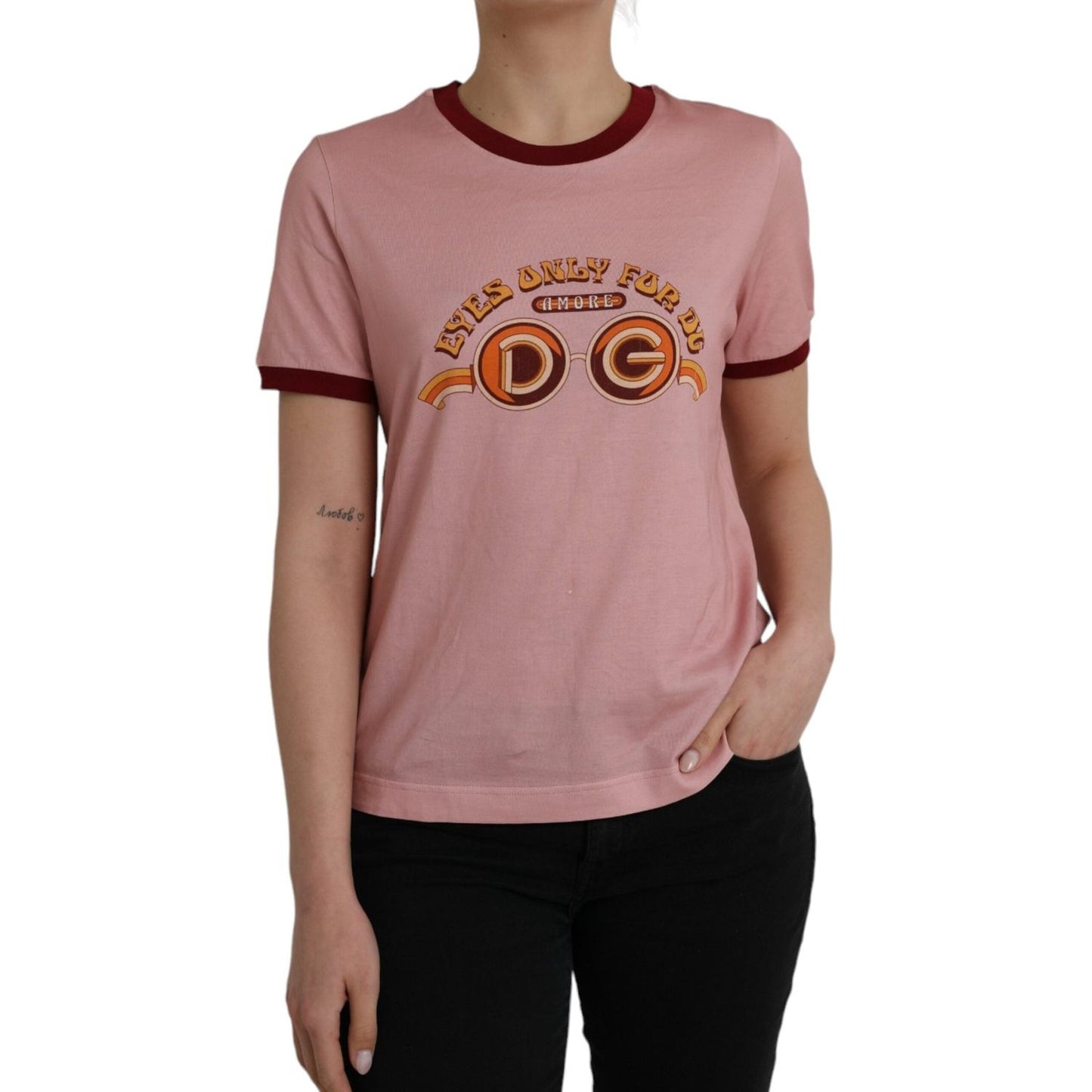 Dolce & Gabbana Pink Cotton Short Sleeves Crew Neck T-shirt Dolce & Gabbana