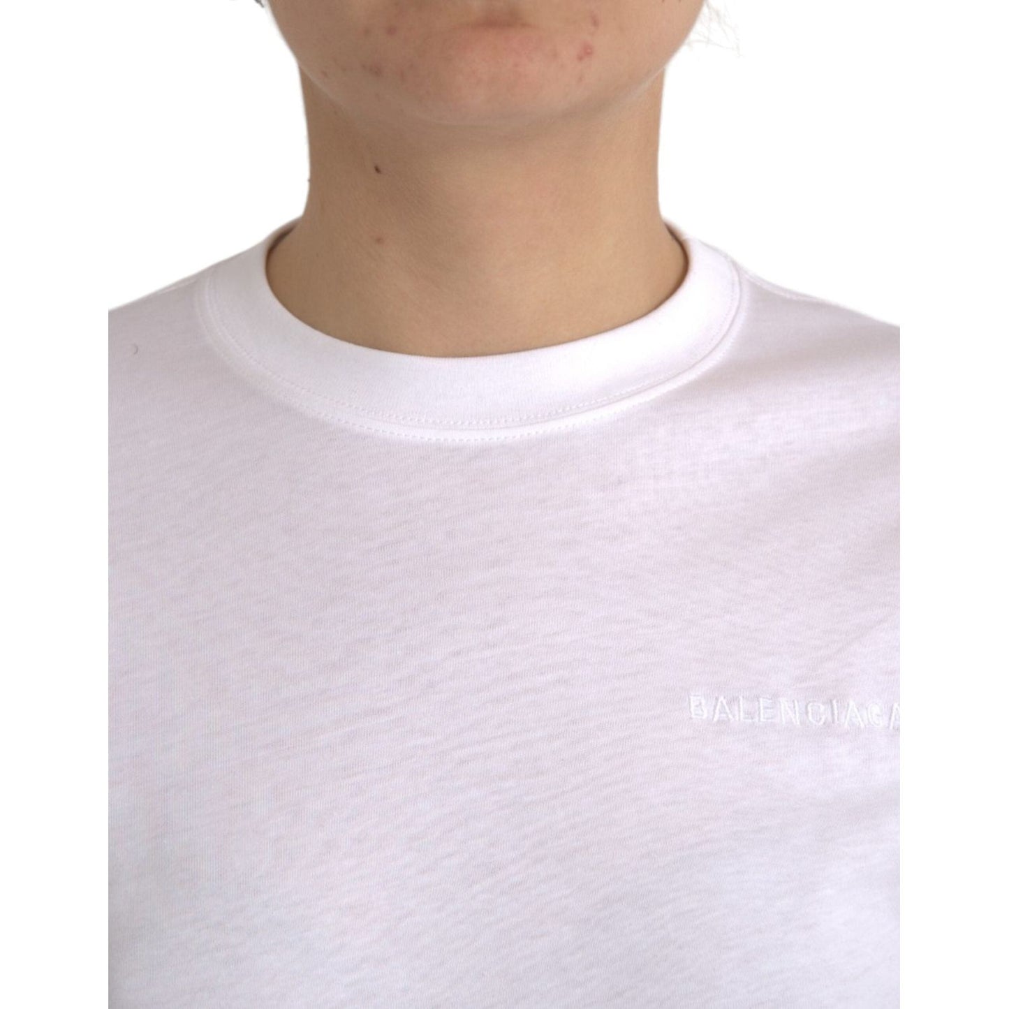 Balenciaga White Cotton Crew Neck Short Sleeves T-shirt Balenciaga