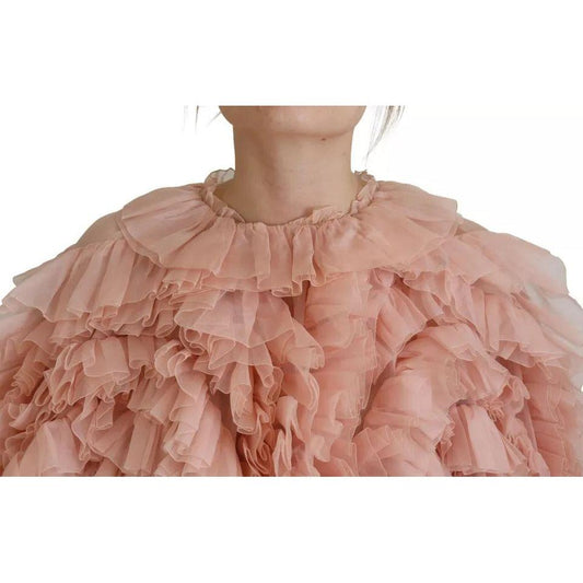 Dolce & Gabbana Pink Ruffles Long Sleeves Pullover Sweater Dolce & Gabbana