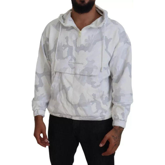 Dolce & Gabbana White Camouflage Hooded Sweatshirt Sweater Dolce & Gabbana