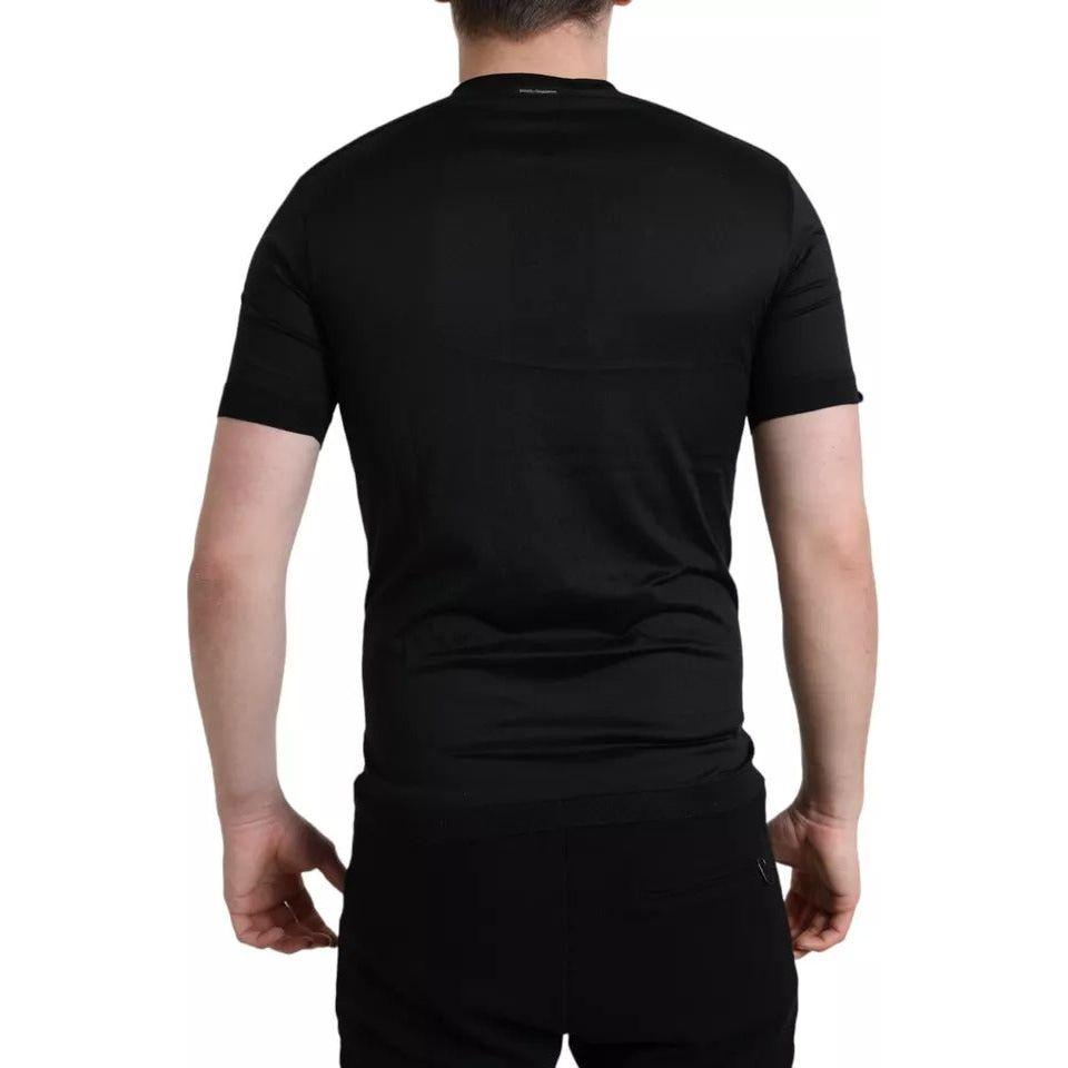 Dolce & Gabbana Black Buttoned Roundneck Short Sleeve T-shirt Dolce & Gabbana