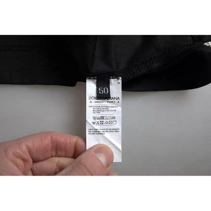 Dolce & Gabbana Black Logo Cotton Collared Polo Top T-shirt