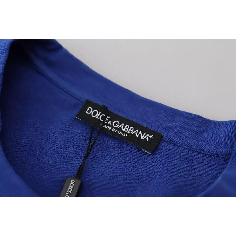 Dolce & Gabbana Blue Logo Print Crewneck Cotton T-shirt Dolce & Gabbana