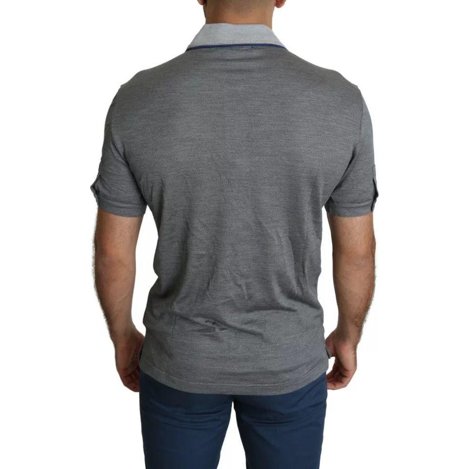 Dolce & Gabbana Gray Collared Silk Polo Top Shirt T-shirt Dolce & Gabbana