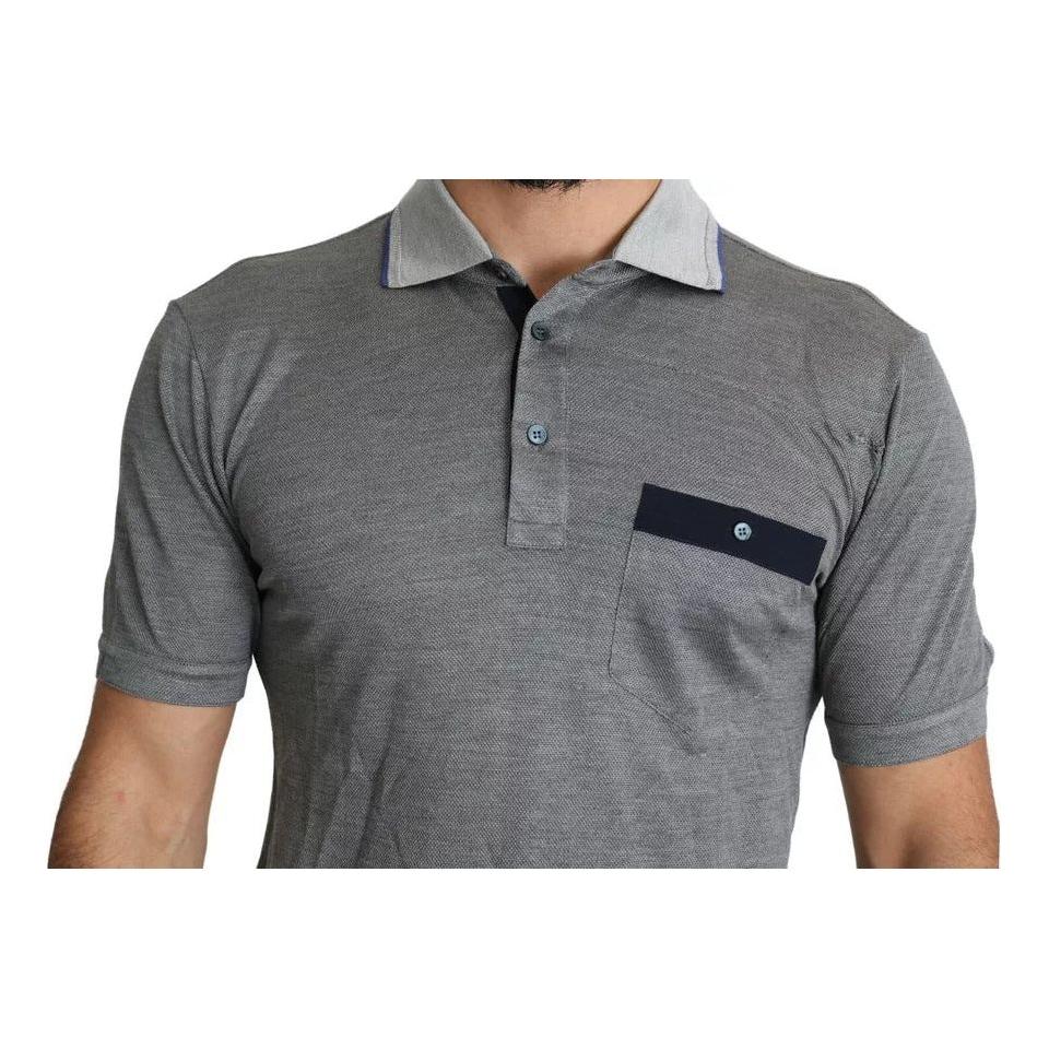 Dolce & Gabbana Gray Collared Silk Polo Top Shirt T-shirt Dolce & Gabbana