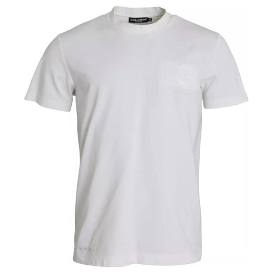 Dolce & Gabbana White Logo Embossed Cotton Crewneck T-shirt Dolce & Gabbana