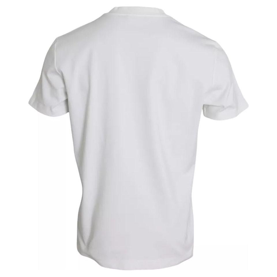 Dolce & Gabbana White Logo Embossed Cotton Crewneck T-shirt Dolce & Gabbana