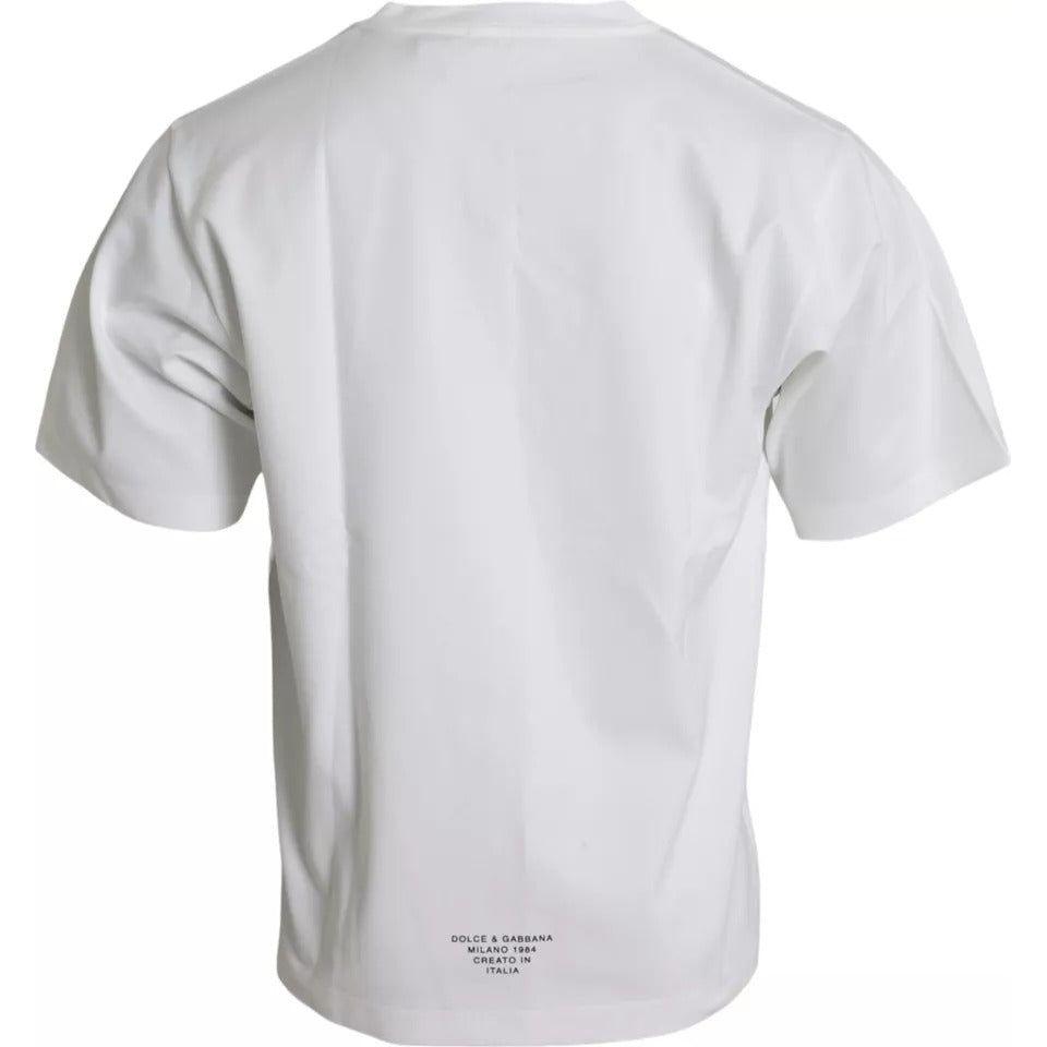 Dolce & Gabbana White Logo Print Cotton Crewneck Men T-shirt Dolce & Gabbana