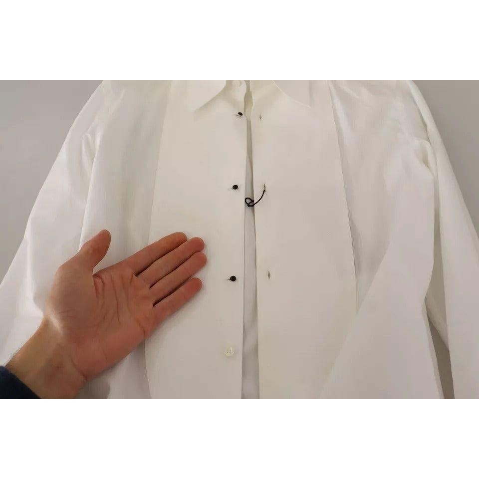 Dolce & Gabbana White Cotton Dress Collared Long Sleeves Shirt Top Dolce & Gabbana