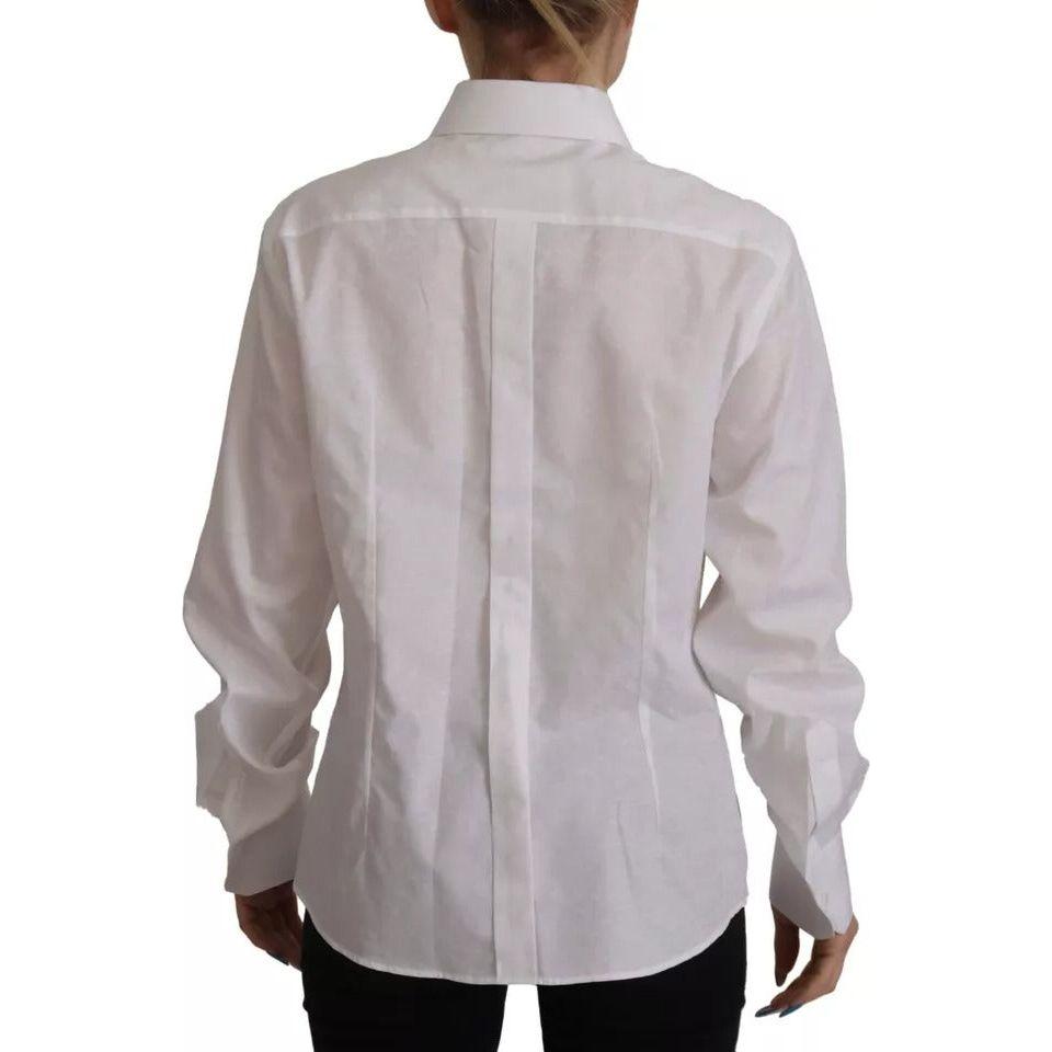 Dolce & Gabbana White Cotton Collared Formal Dress Shirt Top Dolce & Gabbana