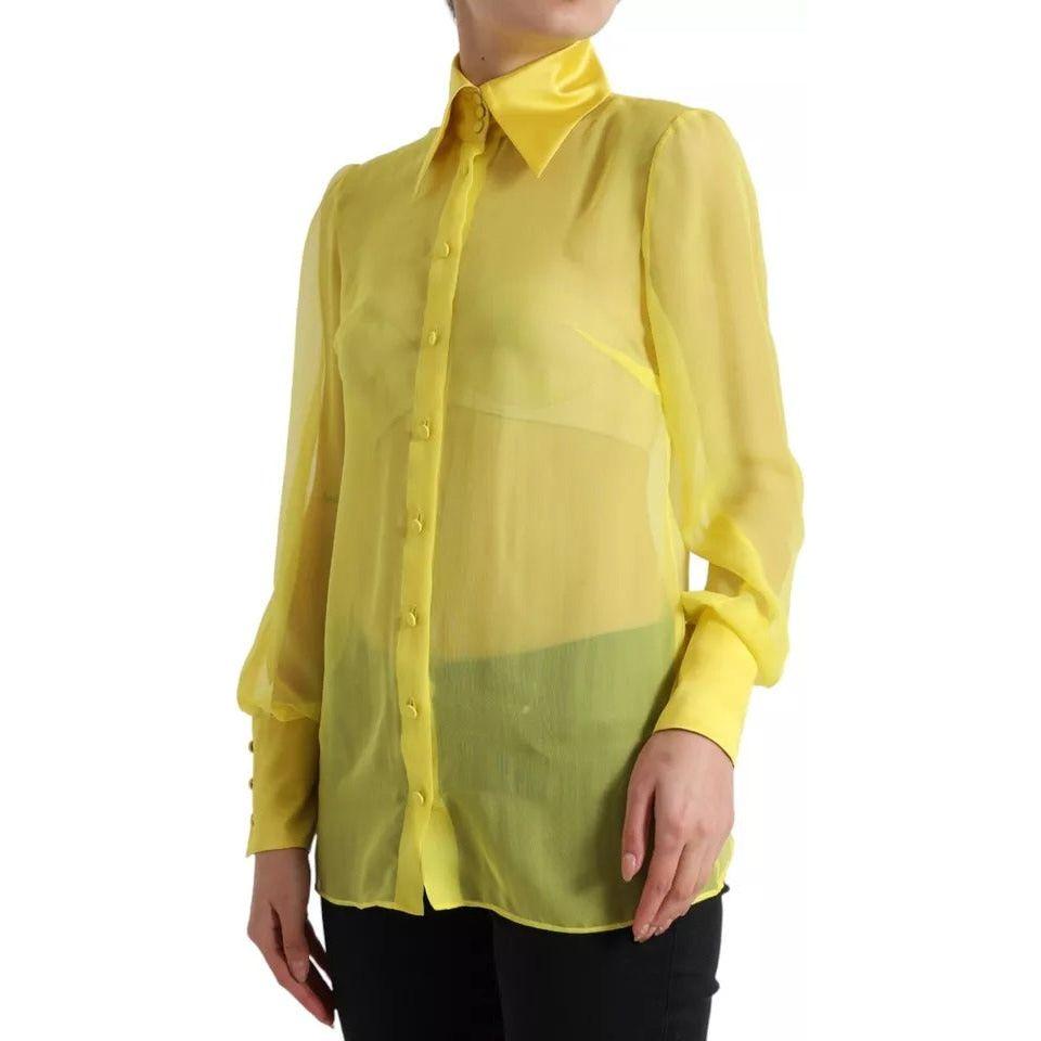 Dolce & Gabbana Yellow Long Sleeve Button Down Blouse Top Dolce & Gabbana