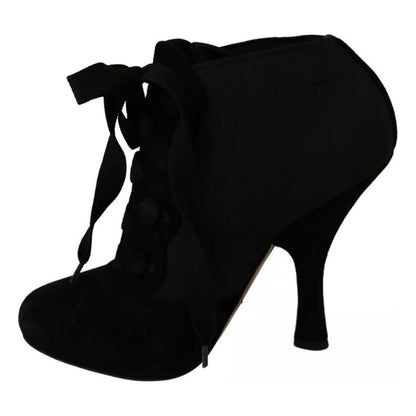 Dolce & Gabbana Black Suede Stretch Ankle Boots Booties Shoes