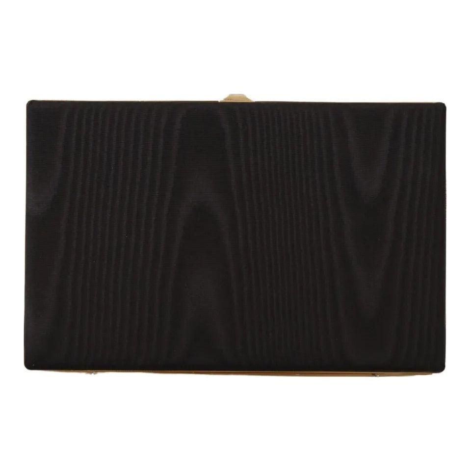 Dolce & Gabbana Black Silk Gold Frame Clutch Evening Party Purse Bag Dolce & Gabbana