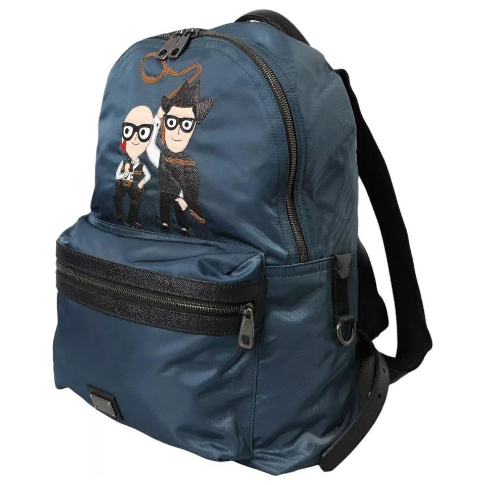 حقيبة ظهر رجالية من النايلون باللون الأزرق من دولتشي آند غابانا #DGFamily Patch