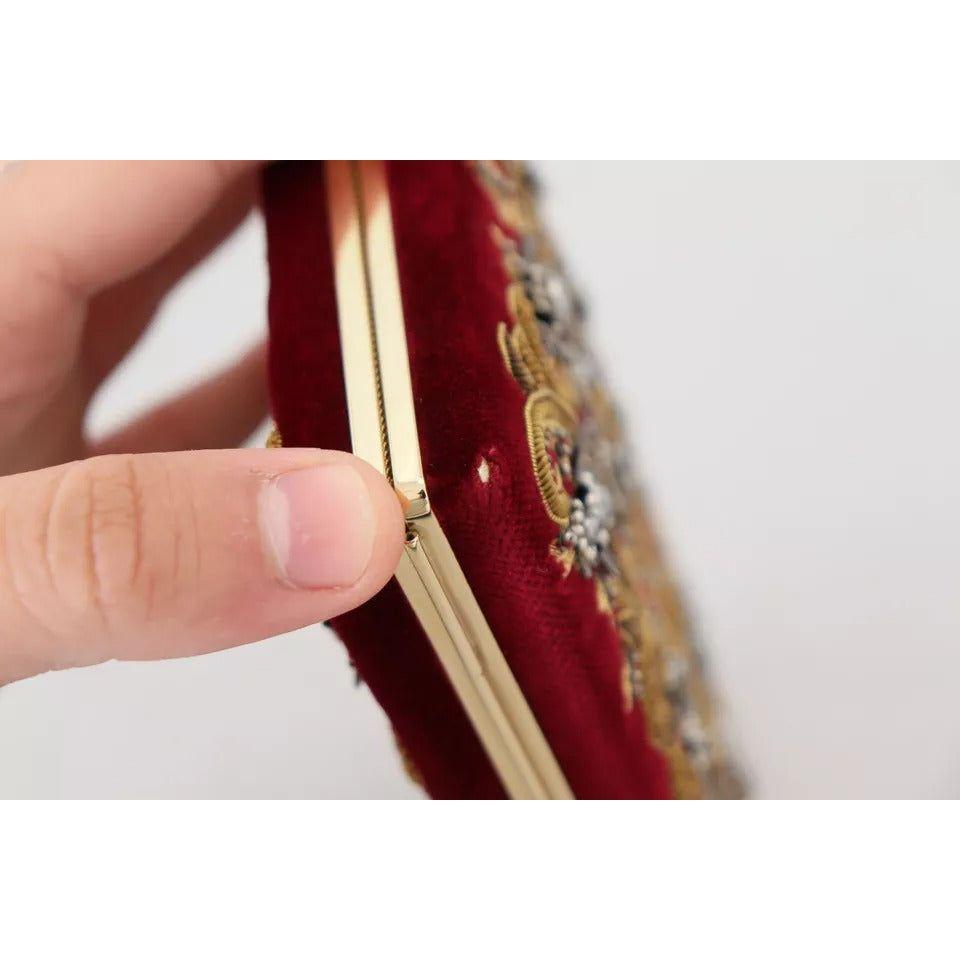 Dolce & Gabbana Red Velvet Gold Frame Clutch Evening Party Purse Bag Dolce & Gabbana