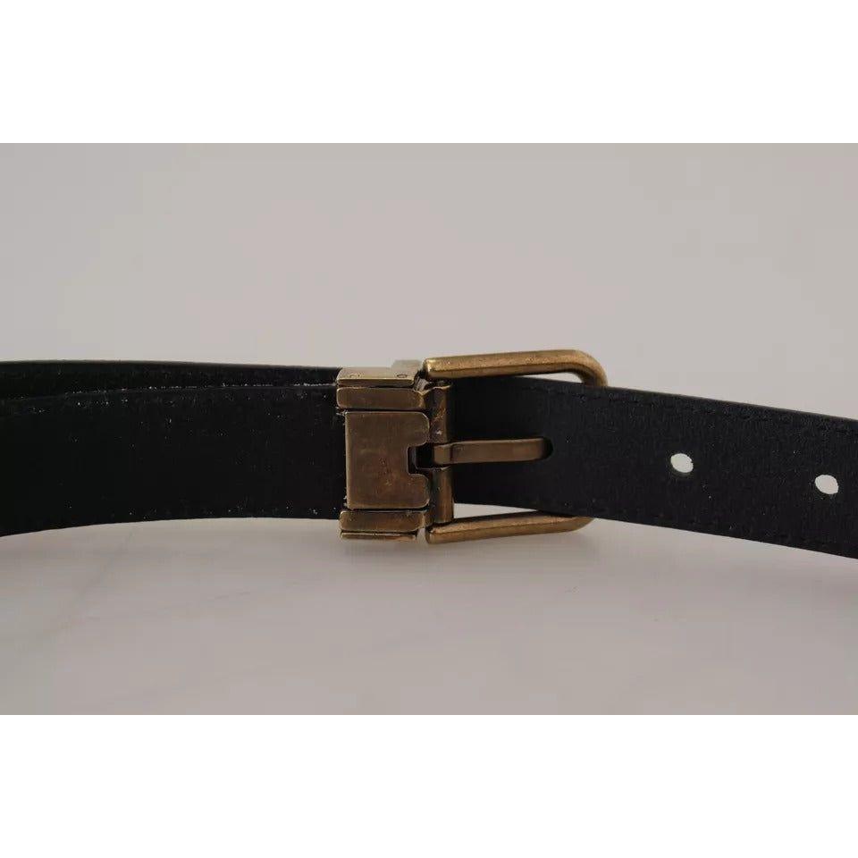 Dolce & Gabbana Beige Velvet Leather Gold Tone Metal Buckle Belt