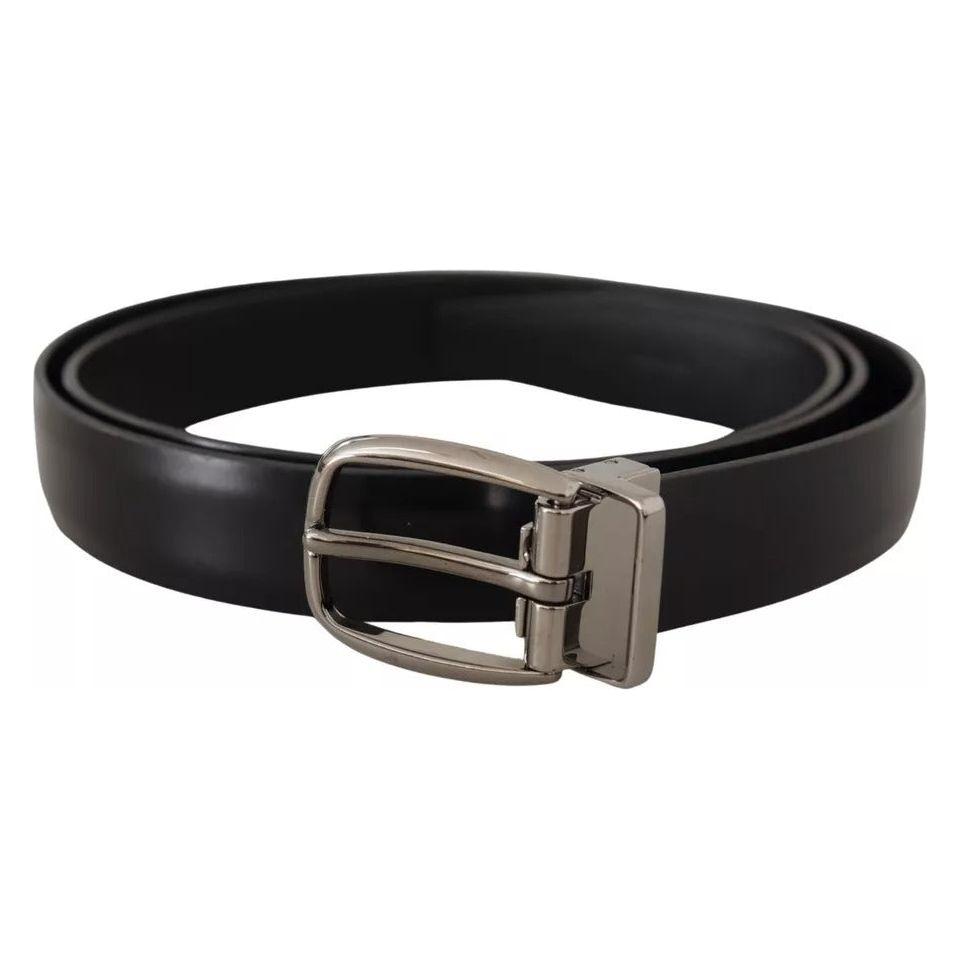 Dolce & Gabbana Black Classic Leather Chrome Metal Buckle Belt Dolce & Gabbana