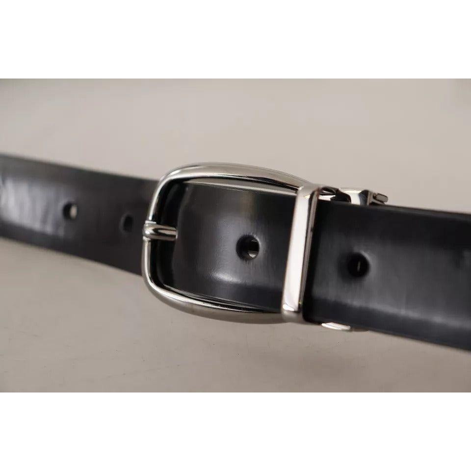 Dolce & Gabbana Black Classic Leather Chrome Metal Buckle Belt Dolce & Gabbana