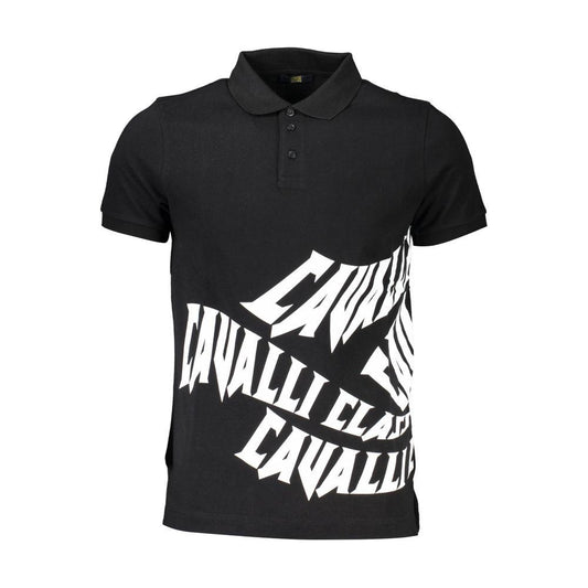 Cavalli Class Black Cotton Mens Polo Shirt Cavalli Class