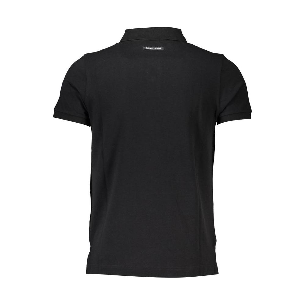 Cavalli Class Black Cotton Mens Polo Shirt Cavalli Class